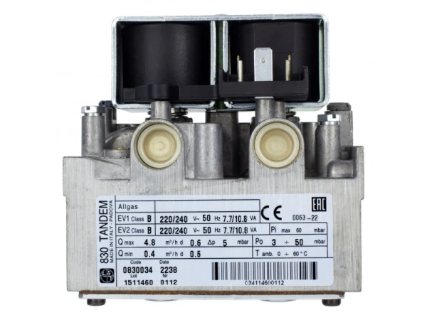 Газовый клапан SIT 830 TANDEM, 230В, 1/2", артикул 0.830.034