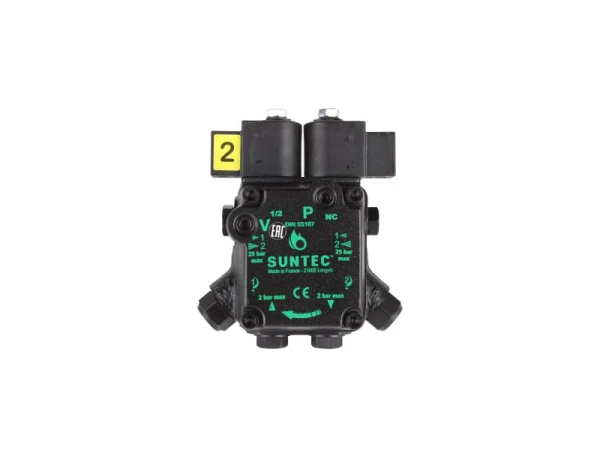 Насос для дизельной горелки Suntec ATU V 45 L 9860 6P 0700I, 2-ступенчатый, с электромагнитным клапаном, производительность 46 л/ч, давление 2 бар, IP54