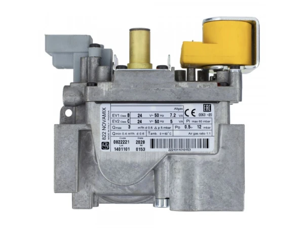 Газовый клапан SIT 822 Novamix 0.822.221 для газовой арматуры котлов Buderus GB112-60, с медленным открытием, 3 м³/ч, 60 мбар, 1/2" (RUB)