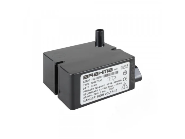 Трансформатор розжига Brahma TD1STPAF (15910508) для газовых и жидкотопливных горелок, 1x15 кВ, 45 ВА