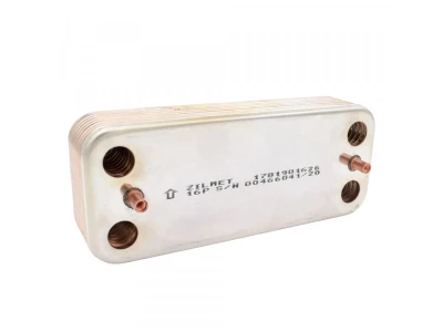 Пластинчатый теплообменник Zilmet 17B1901626, 16 пластин, 23-27 кВт, 8 бар, нержавеющая сталь