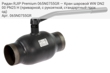 Ридан RJIP Premium 065N0755GR — Кран шаровой WW DN200 PN25 H (приварной, с рукояткой, стандартный проход)