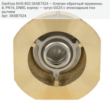 Danfoss NVD-802 065B7524 — Клапан обратный пружинный, PN16, DN80, корпус — чугун GG25 с эпоксидным покрытием