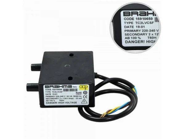 Трансформатор розжига Brahma TC2LVCSF (12 кВ, 20 мА, 220-240 В) Артикул: 15910650