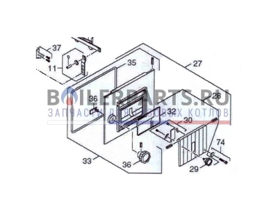 Зольная дверца для котлов Bosch, Buderus, Dakon (артикул 87399302320)