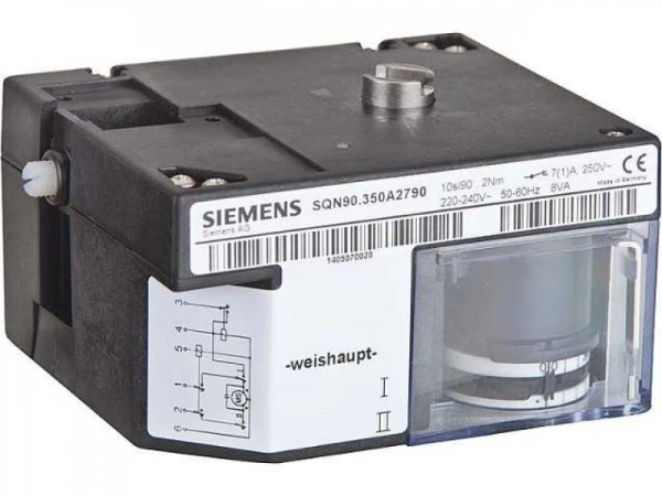 Сервопривод Siemens SQN90.350A2790 для регулирования воздушных заслонок котлов Weishaupt, 2 Н·м, 220-240В, 10 сек