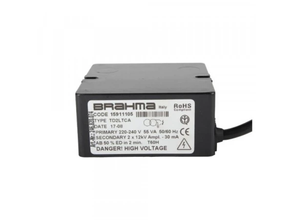 Трансформатор розжига Brahma TD2LTCA (15911105) для газовых горелок, 12 кВ, 2 выхода
