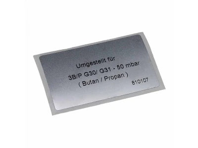 Шильдик переналадки Vaillant 810107 (G30/G31-50 мбар)