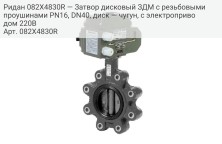 Ридан 082X4830R — Затвор дисковый ЗДМ с резьбовыми проушинами PN16, DN40, диск — чугун, с электроприводом 220В