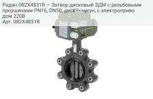 Ридан 082X4831R — Затвор дисковый ЗДМ с резьбовыми проушинами PN16, DN50, диск — чугун, с электроприводом 220В