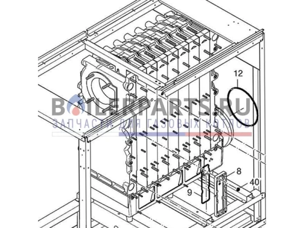 Теплообменник 7-секционный для котлов Bosch Buderus GB402 (Артикул: 87185721460)