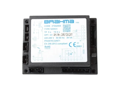 Менеджер горения Brahma NDM31 (37542004) для двухступенчатых газовых и жидкотопливных горелок, с ручным сбросом блокировки
