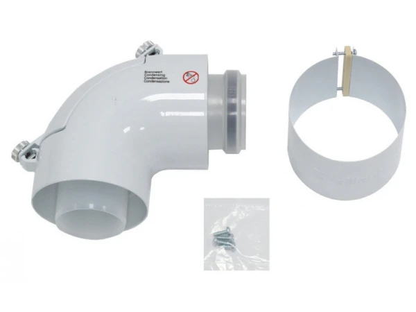 Отвод коаксиальный 87° Vaillant D80/80 мм с отверстием для измерений (0020188792)