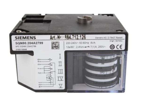 Сервопривод Siemens SQN90.204A2799 для воздушной заслонки котлов Riello, артикул 3014161