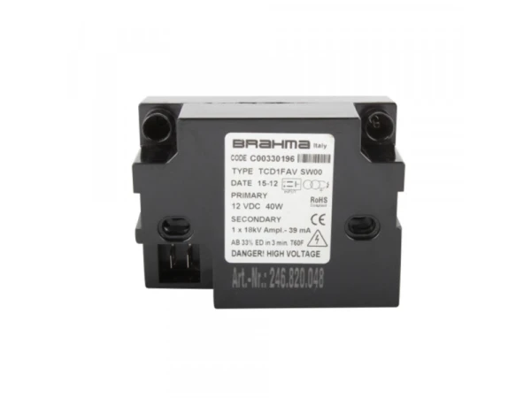 Трансформатор розжига Brahma TCD1FAV (C00330196) для промышленных горелок, 18 кВ, 40 Вт, 12 В