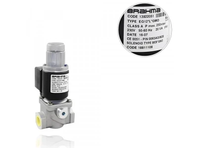 Электромагнитный клапан Brahma EG12*L*GMO, 13922051, 230В, 15мм, Rp 1/2", 7.5 м³/ч