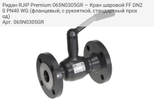 Ридан RJIP Premium 065N0305GR — Кран шаровой FF DN20 PN40 WG (фланцевый, с рукояткой, стандартный проход)